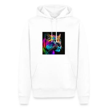 Tiger Portrait Gesicht Color RGB fotorealistic - Männer Premium Bio Hoodie - Weiß - Vorne - Nico (187cm)