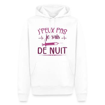 Je Peux Pas Je Suis De Nuit - Sweat à capuche Premium bio Homme - blanc - Devant - Nico (187cm)