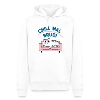 Chill out Brudi Cat - Sweat à capuche Premium bio Homme - blanc - Devant - Nico (187cm)