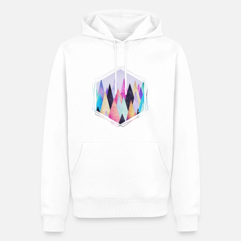 Hipster triangles (geometry) Abstract Mountains - Sweat à capuche Premium bio Homme - blanc