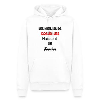 fevrier - Sweat à capuche Premium bio Homme - blanc - Devant - Nico (187cm)