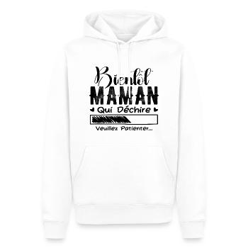 Bientôt Maman Qui Déchire Veuillez Patienter Mère - Sweat à capuche Premium bio Homme - blanc - Devant - Nico (187cm)