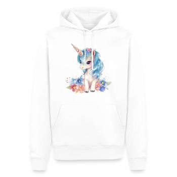 Licorne Fleurs Magie Fantaisie Aquarelle Art coloré - Sweat à capuche Premium bio Homme - blanc - Devant - Nico (187cm)