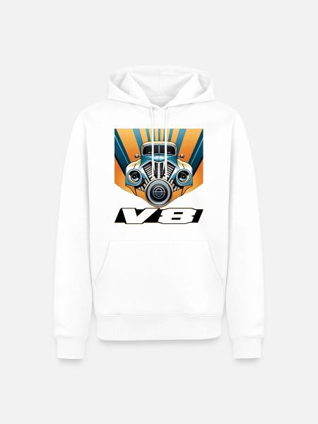 V8 - Men’s Premium Organic Hoodie - white