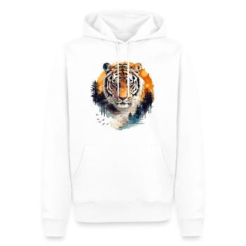 Tigre, Tête de tigre, Gros chat, Nature, Sauvage, Sauvage, Fort - Sweat à capuche Premium bio Homme - blanc - Devant - Nico (187cm)