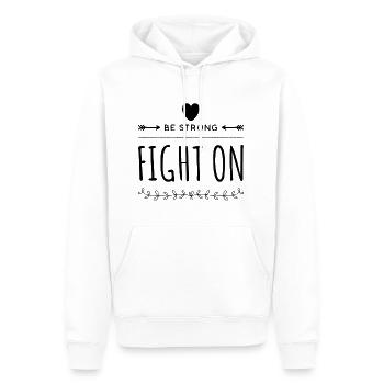 Soyez un combat fort sur la lutte contre le cancer - Sweat à capuche Premium bio Homme - blanc - Devant - Nico (187cm)
