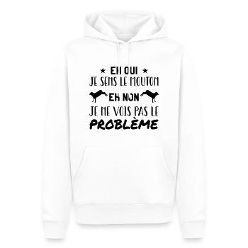 Je Sens Le Mouton - Non Je Ne Vois Pas Le Problème - Sweat à capuche Premium bio Homme - blanc - Devant - Nico (187cm)