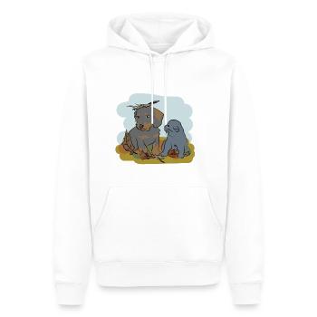 Design illustré avec chat et chien - Sweat à capuche Premium bio Homme - blanc - Devant - Nico (187cm)