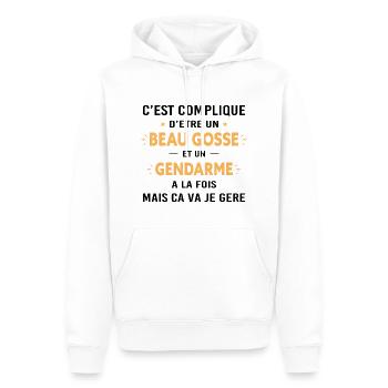 Beaugosse Gendarme Cadeau gendarme - Sweat à capuche Premium bio Homme - blanc - Devant - Nico (187cm)