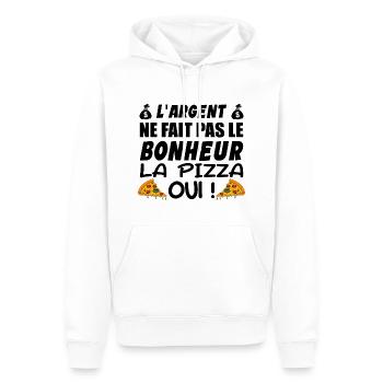 L argent Ne Fait Pas Le Bonheur La Pizza Oui - Sweat à capuche Premium bio Homme - blanc - Devant - Nico (187cm)