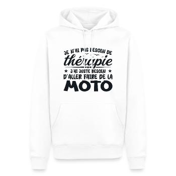 Motarde Besoin de faire de la Moto Humour Cadeau - Sweat à capuche Premium bio Homme - blanc - Devant - Nico (187cm)