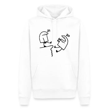 21 ans Idée Cadeau Humour Anniversaire 21 ans - Sweat à capuche Premium bio Homme - blanc - Devant - Nico (187cm)