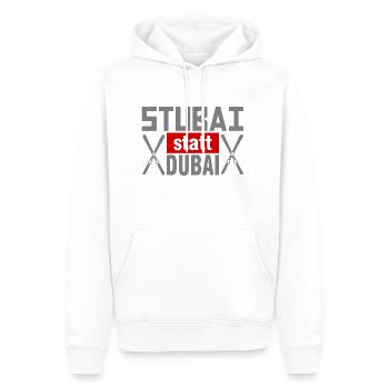Stubai(tal) statt Dubai - Skifahren Berge Winter - Männer Premium Bio Hoodie - Weiß - Vorne - Nico (187cm)
