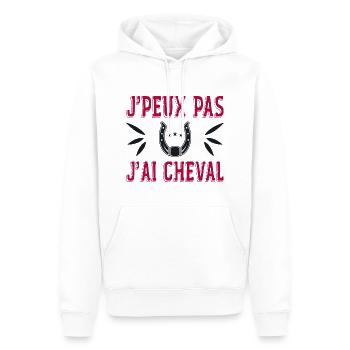 J'peux Pas J'ai Cheval - Sweat à capuche Premium bio Homme - blanc - Devant - Nico (187cm)