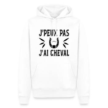 J'peux Pas J'ai Cheval - Sweat à capuche Premium bio Homme - blanc - Devant - Nico (187cm)