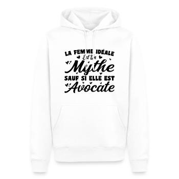Femme Idéale est Avocate - Cadeau Humour Avocate - Sweat à capuche Premium bio Homme - blanc - Devant - Nico (187cm)