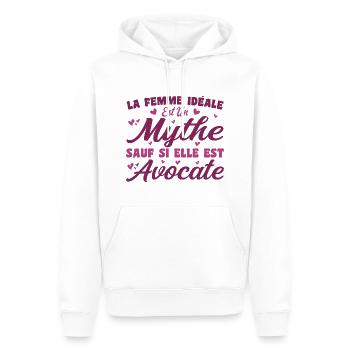 Femme Idéale est Avocate - Cadeau Humour Avocate - Sweat à capuche Premium bio Homme - blanc - Devant - Nico (187cm)