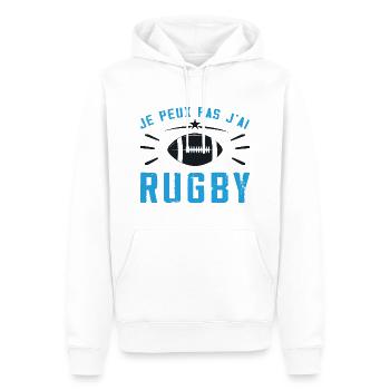 Ich kann nicht Rugby spielen - Männer Premium Bio Hoodie - Weiß - Vorne - Nico (187cm)