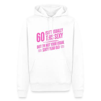 60th Birthday Sixty Isn't Usually This Sexy Groovy - Men’s Premium Organic Hoodie - white - Front - Nico (187cm)