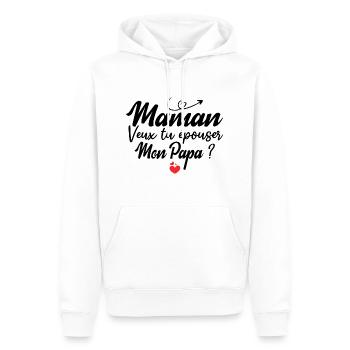 Maman veux tu épouser mon papa? - Sweat à capuche Premium bio Homme - blanc - Devant - Nico (187cm)
