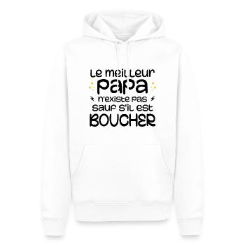 Den besten Vater gibt es nicht, es sei denn, er ist Metzger - Männer Premium Bio Hoodie - Weiß - Vorne - Nico (187cm)