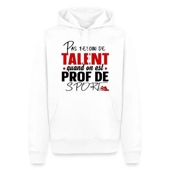Prof de Sport Professeur Métier Cadeau Humour - Sweat à capuche Premium bio Homme - blanc - Devant - Nico (187cm)