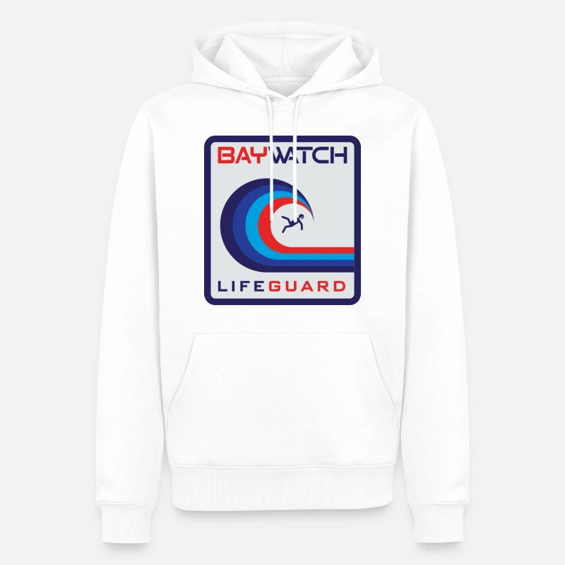 Baywatch Vague Maître Nageur - Sweat à capuche Premium bio Homme - blanc