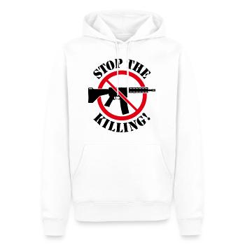 Stop The Killing! (Waffenverbot Verbotsschild 2C) - Männer Premium Bio Hoodie - Weiß - Vorne - Nico (187cm)