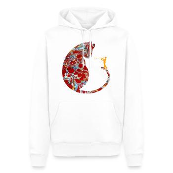 chat avec saxophone e 251 - Sweat à capuche Premium bio Homme - blanc - Devant - Nico (187cm)