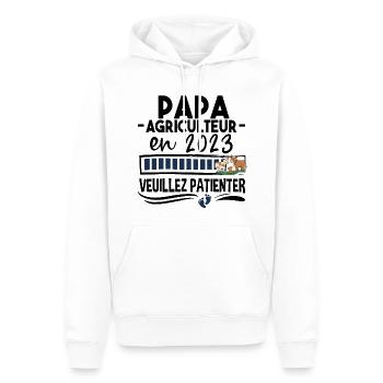 2023 Papa Agriculteur Agriculture Bébé Naissance - Sweat à capuche Premium bio Homme - blanc - Devant - Nico (187cm)