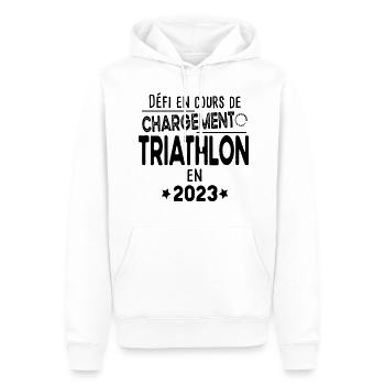 2023 Triathlon Triathlète Natation Vélo Course - Sweat à capuche Premium bio Homme - blanc - Devant - Nico (187cm)
