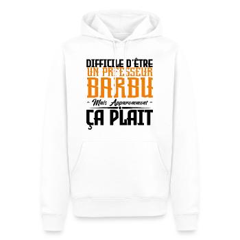 professeur barbu, citations barbe, cadeau Idée - Sweat à capuche Premium bio Homme - blanc - Devant - Nico (187cm)