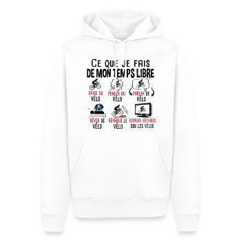 Vélo Vélos Cycliste Cyclisme Cadeau Triathlon BMX - Sweat à capuche Premium bio Homme - blanc - Devant - Nico (187cm)