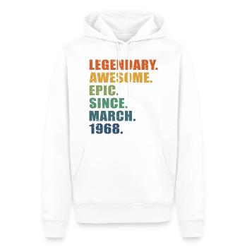 55e anniversaire, mars 1968, 55e anniversaire - Sweat à capuche Premium bio Homme - blanc - Devant - Nico (187cm)