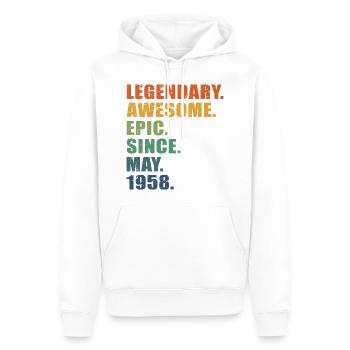 65. Geburtstag, Mai 1958, 65-jähriges Jubiläum - Männer Premium Bio Hoodie - Weiß - Vorne - Nico (187cm)