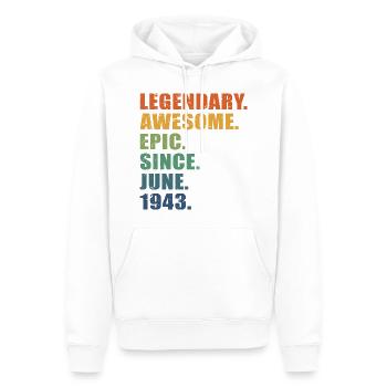 80e anniversaire, juin 1943, 80e anniversaire - Sweat à capuche Premium bio Homme - blanc - Devant - Nico (187cm)