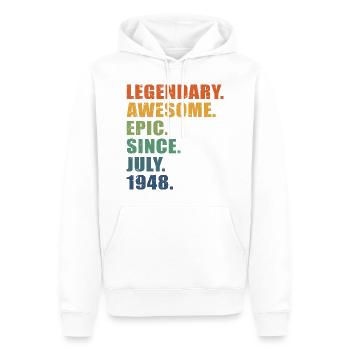 75e anniversaire, juillet 1948, 75e anniversaire - Sweat à capuche Premium bio Homme - blanc - Devant - Nico (187cm)
