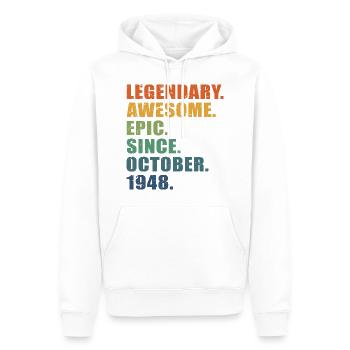 75e anniversaire, octobre 1948, 75e anniversaire - Sweat à capuche Premium bio Homme - blanc - Devant - Nico (187cm)
