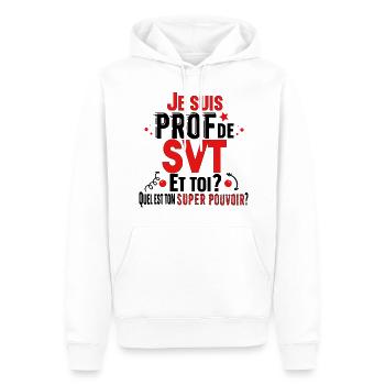 Prof Professeur SVT Sciences Vie Terre Métier - Sweat à capuche Premium bio Homme - blanc - Devant - Nico (187cm)