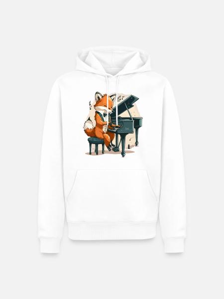 Musikalischer Fuchs - Männer Premium Bio Hoodie - Weiß