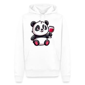 Süßer Panda Rotwein Cartoon - Männer Premium Bio Hoodie - Weiß - Vorne - Nico (187cm)