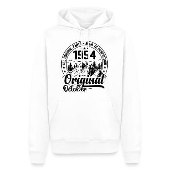 1954 octobre Original 70 Ans cadeau Anniversaire - Sweat à capuche Premium bio Homme - blanc - Devant - Nico (187cm)