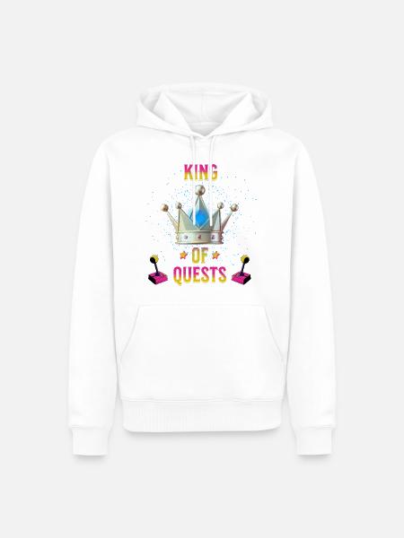 King of Quests - Männer Premium Bio Hoodie - Weiß