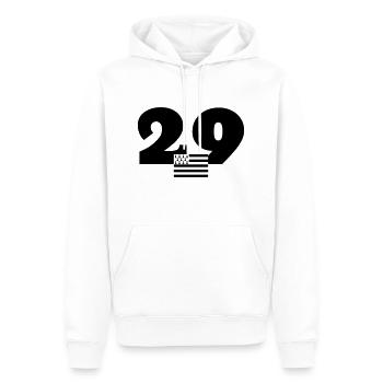 Bretagne / Breton / Bretonne / BZH / Breizh - Sweat à capuche Premium bio Homme - blanc - Devant - Nico (187cm)
