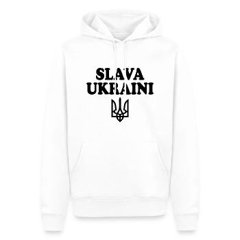 Slava ukraini - Sweat à capuche Premium bio Homme - blanc - Devant - Nico (187cm)