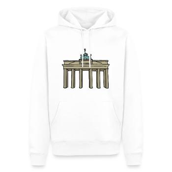 Porte de Brandebourg BERLIN c - Sweat à capuche Premium bio Homme - blanc - Devant - Nico (187cm)