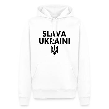 Slava ukraini - Sweat à capuche Premium bio Homme - blanc - Devant - Nico (187cm)