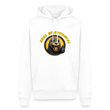 Seal of Approval - Männer Premium Bio Hoodie - Weiß - Vorne - Nico (187cm)