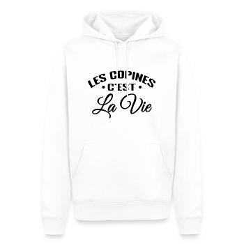 Les Copines C'est La Vie - Sweat à capuche Premium bio Homme - blanc - Devant - Nico (187cm)