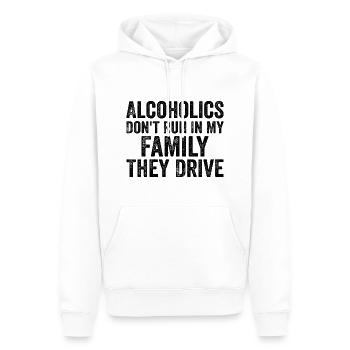 Alcoholics Don't Run In My Family They Drive - Sweat à capuche Premium bio Homme - blanc - Devant - Nico (187cm)